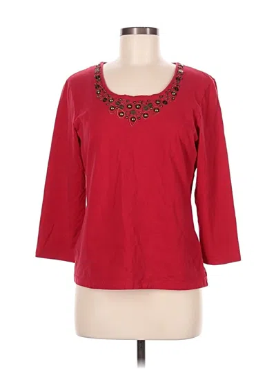 Pre-owned Ruby Rd. 3/4 Sleeve Top Red Scoop Neck Tops