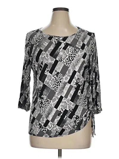 Pre-owned Ruby Rd. 3/4 Sleeve Top Silver Square Neckline Tops