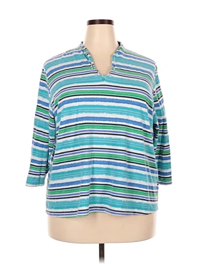 Pre-owned Ruby Rd. 3/4 Sleeve Top Teal V-neck Tops