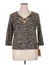 Ruby Rd. 3/4 Sleeve T-shirt In Brown