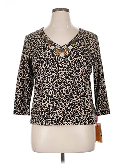 Ruby Rd. 3/4 Sleeve T-shirt In Brown