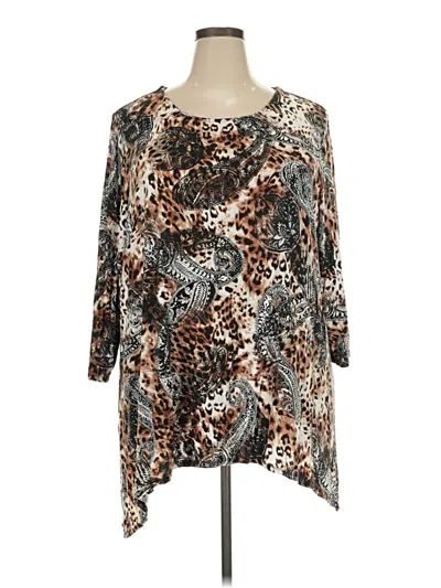 Pre-owned Ruby Rd. 3/4 Sleeve T-shirt In Brown