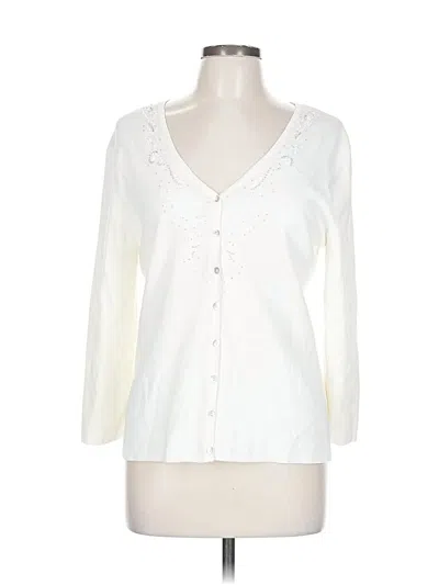Pre-owned Ruby Rd. Cardigan Sweater In White