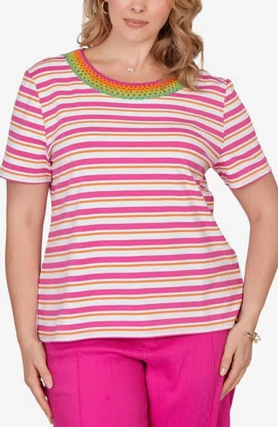 Ruby Rd. Ruby Rd Crochet Crewneck T-shirt In Multi
