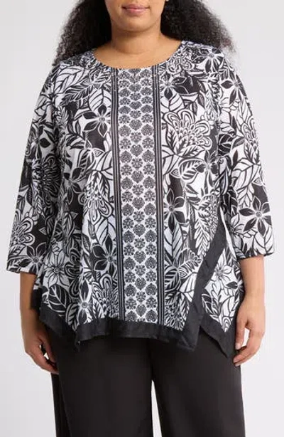 Ruby Rd. Ruby Rd Crystal Embellished Long Sleeve Top In White