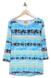 Ruby Rd. Ruby Rd Floral Boat Neck Stretch Cotton Top
