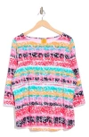 Ruby Rd. Ruby Rd Floral Boat Neck Stretch Cotton Top