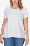 Ruby Rd. Plus Size Paisley Lace Solid Knit T-shirt In White