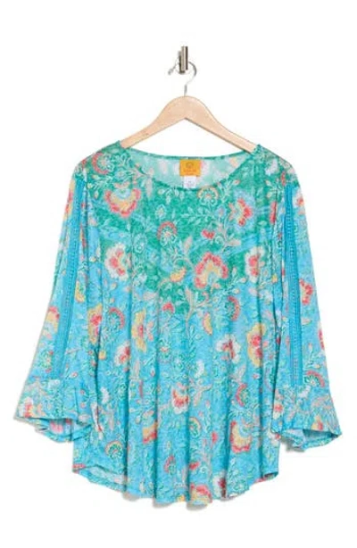 Ruby Rd. Ruby Rd Floral Jersey Top In Parrot Multi