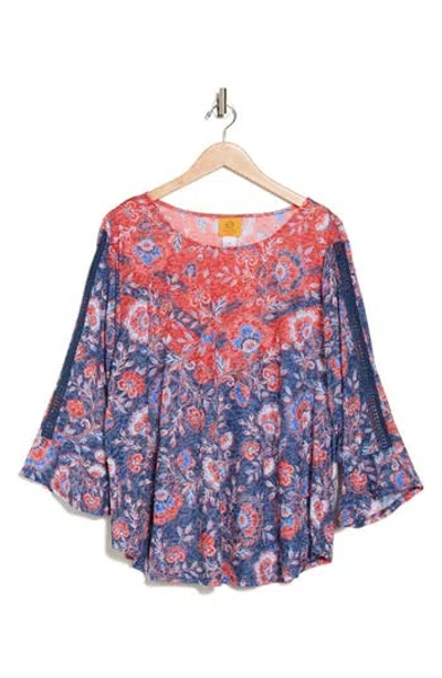 RUBY RD. RUBY RD FLORAL LACE SLEEVE TOP