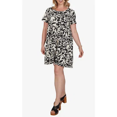 Ruby Rd. Ruby Rd Floral Print Tiered Jersey Dress In Black / Stone