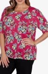Ruby Rd. Plus Size Etched Floral Puff Print T-shirt In Multi