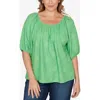 Ruby Rd. Ruby Rd Floral Textured Knit Top In Green