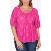 Ruby Rd. Ruby Rd Floral Textured Knit Top In Pink