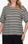 Ruby Rd. Ruby Rd Fringe Textured Striped Top In Multi