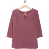 Ruby Rd. Ruby Rd Keyhole Hacci Knit Pullover In Pink