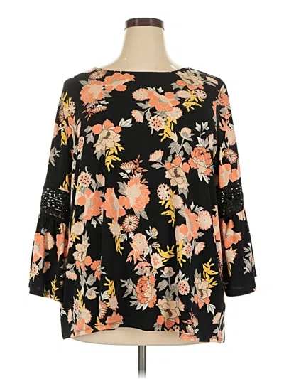 Pre-owned Ruby Rd. Long Sleeve Blouse In Black
