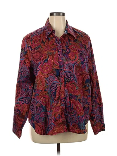 Pre-owned Ruby Rd. Long Sleeve Blouse In Burgundy