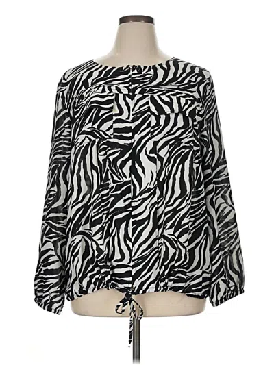 Pre-owned Ruby Rd. Long Sleeve Blouse In Silver