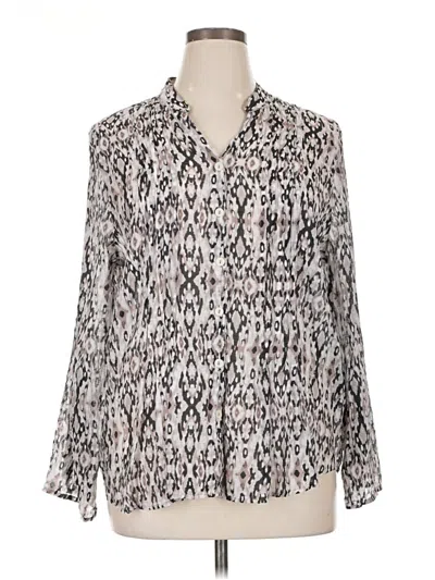 Pre-owned Ruby Rd. Long Sleeve Blouse In Silver