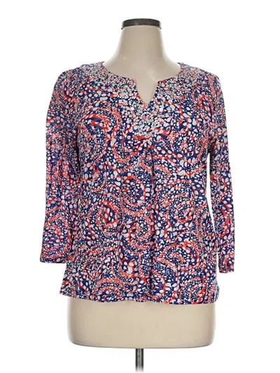 Pre-owned Ruby Rd. Long Sleeve Henley Shirt In Blue
