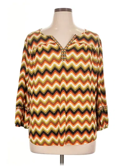 Pre-owned Ruby Rd. Long Sleeve Henley Shirt In Gold