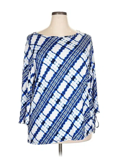 Pre-owned Ruby Rd. Long Sleeve Top Blue Boatneck Tops