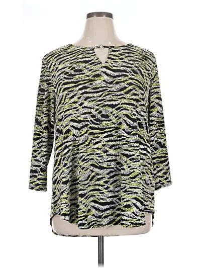 Pre-owned Ruby Rd. Long Sleeve Top Green Crew Neck Tops