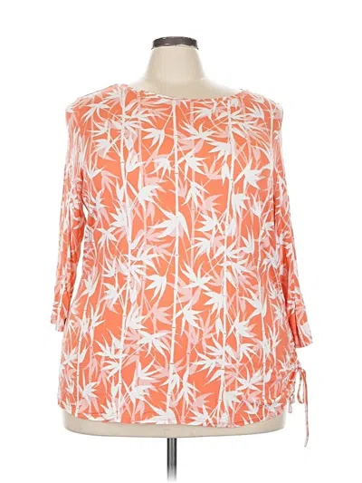 Pre-owned Ruby Rd. Long Sleeve Top Orange Cold Shoulder Neckline Tops