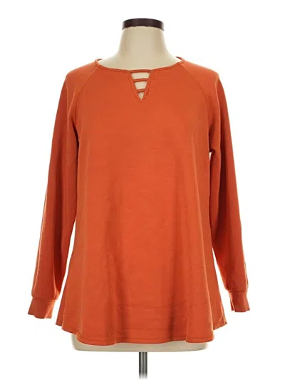Pre-owned Ruby Rd. Long Sleeve Top Orange Keyhole Neckline Tops