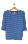 Ruby Rd. Ruby Rd Novelty Jersey Top In Blue