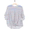 Ruby Rd. Ruby Rd Novelty Tie Front Button-up Shirt In Gray