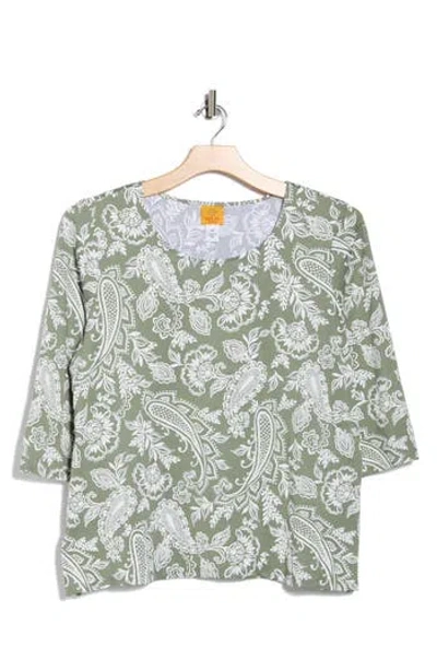 RUBY RD. RUBY RD PAISLEY PUFF JERSEY TOP