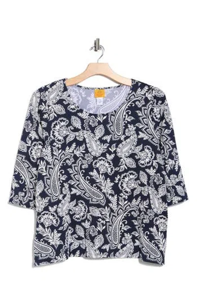 RUBY RD. RUBY RD PAISLEY PUFF JERSEY TOP