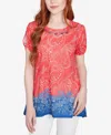Ruby Rd. Petite Americana Embellished Jersey T-shirt In Red