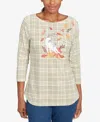 Ruby Rd. Petite Autumn Cat Houndstooth Top In Multi