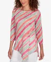 Ruby Rd. Plus Size Bias Stripe Beaded Top In Red