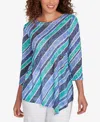Ruby Rd. Plus Size Bias Stripe Beaded Top In Multi