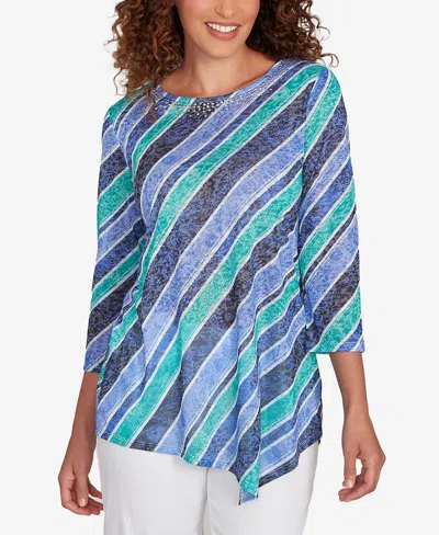 RUBY RD. PETITE BIAS STRIPE BEADED TOP