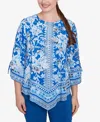 Ruby Rd. Petite Bohemian Batik Floral Border Print Crepe Tunic Top