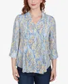 Ruby Rd. Petite Brushed Foulard Button Front Mandarin Collar Top In Multi