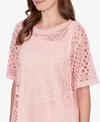 Ruby Rd. Petite Chemical Lace Pullover Sweater In Pink