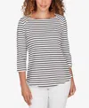 Ruby Rd. Petite Classic Marine Stripe Knit Top In White