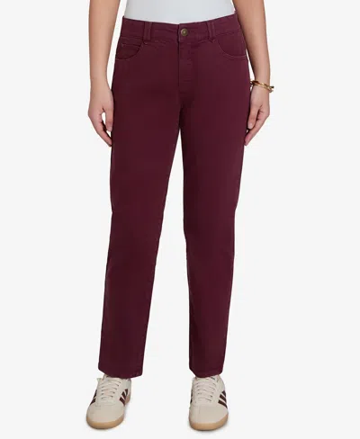 Ruby Rd. Petite Colored Denim Straight Jeans In Red