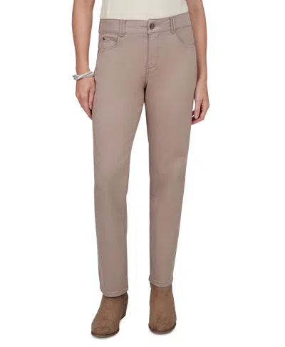 Ruby Rd. Petite Colored Denim Straight Jeans In Neutral