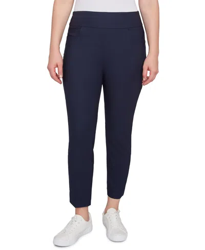 Ruby Rd. Petite Comfort Silky Tech Pull-on Ankle Pants In Blue