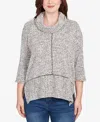 Ruby Rd. Petite Cowl Neck Space Dye Chenille Knit Top In Gray