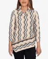Ruby Rd. Petite Cowl Neck Zigzig Textured Knit Top In Animal Print