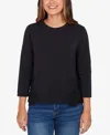 Ruby Rd. Petite Crochet Applique Stretch Knit Top In Black