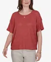 Ruby Rd. Petite Crochet Diamond Textured Knit Top In Brown